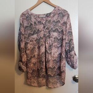 Women's Pink and Black Patterned Top